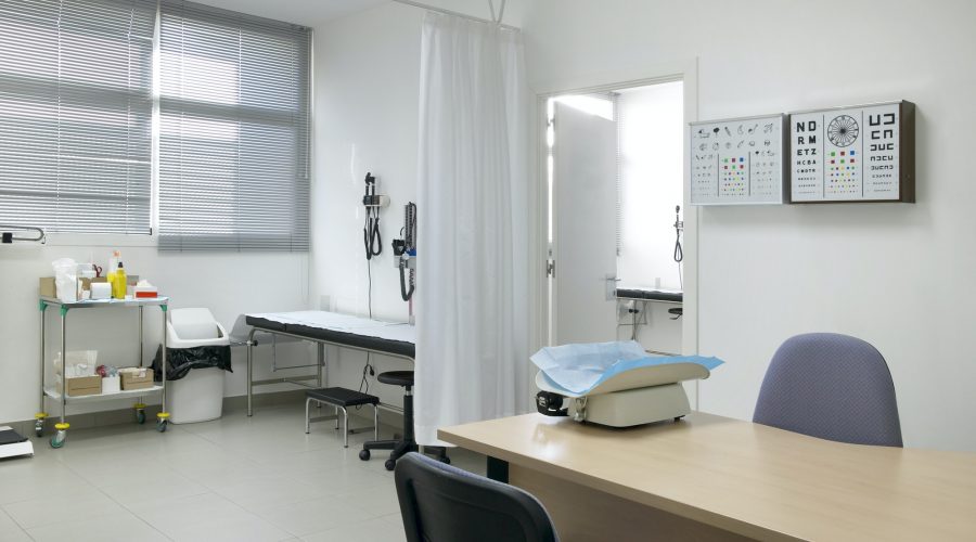 Hospital doctor consulting room. Healthcare equipment. Medical treatment. Office